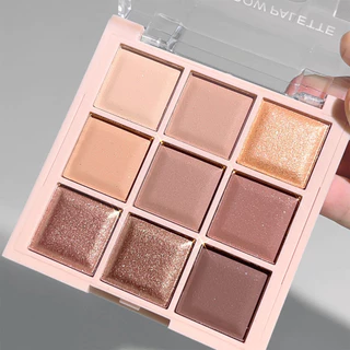 Paleta de sombras de 9 cores peroladas foscas leite chá cor maquiagem diária