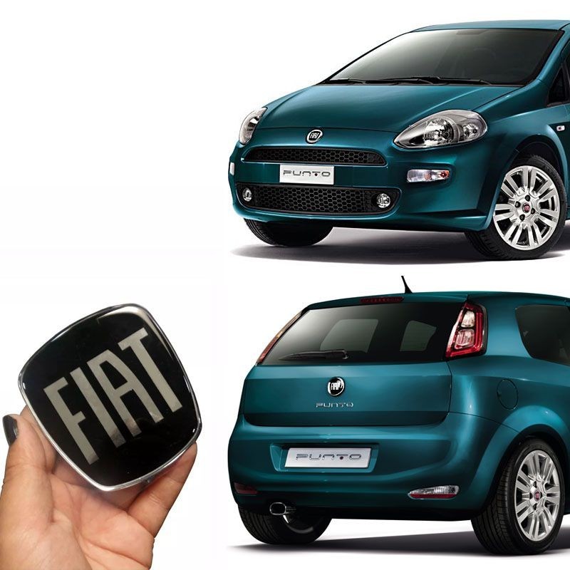 Kit Emblemas Fiat Black Piano Punto 2008/16 Adesivo Resinado