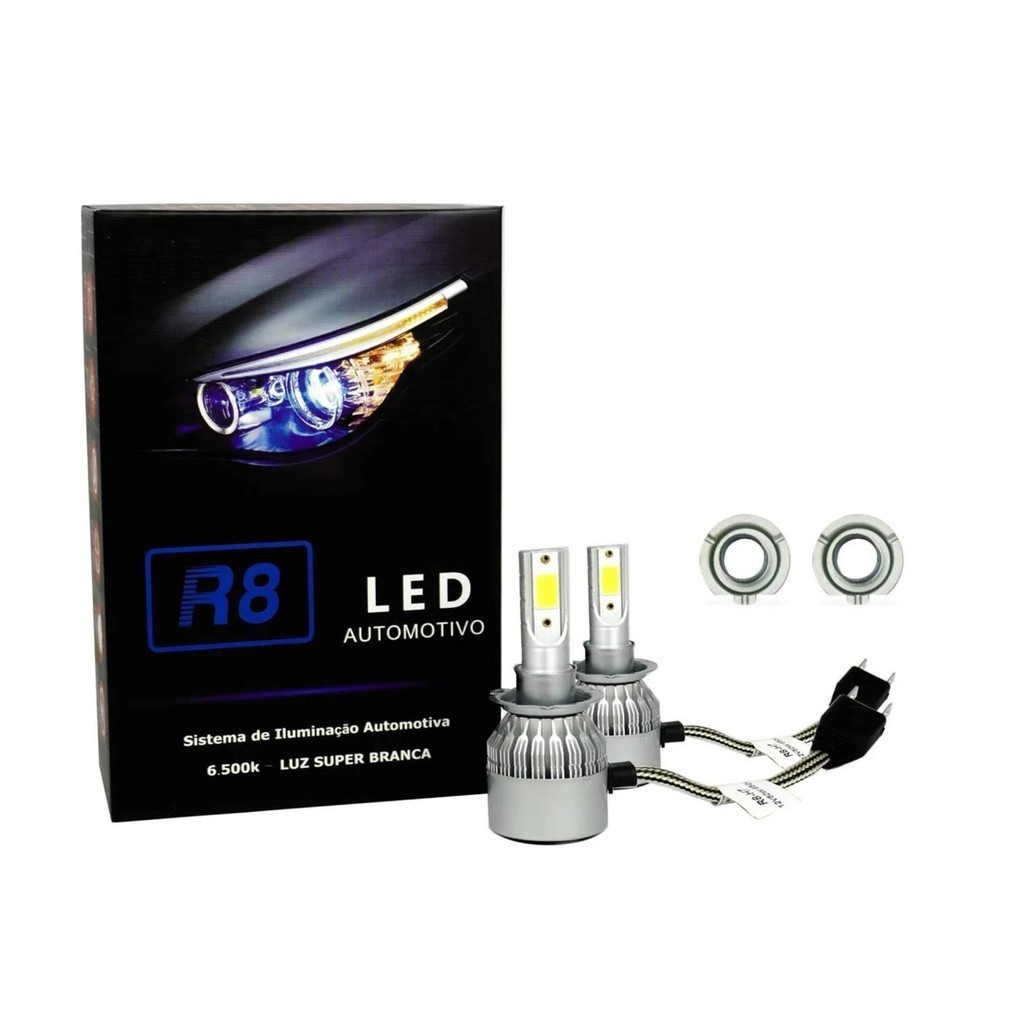 Kit Lâmpada Super LED R8 HEADLIGHT H27/880 Branca 6500K 3000 Lumens JR8 ...