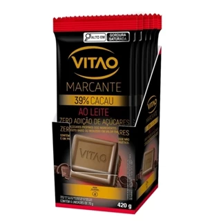 Kit com 6 un Chocolate Vitao Marcante ao Leite Zero Açúcar 70g