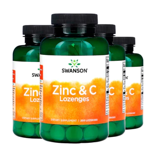 Kit 4x Pastilhas Zinco e Vitamina C Swanson 200 Past Importado /Made in Usa