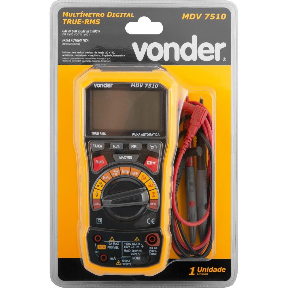 Multimetro Digital True-Rms Mdv7510 Vonder | Shopee Brasil