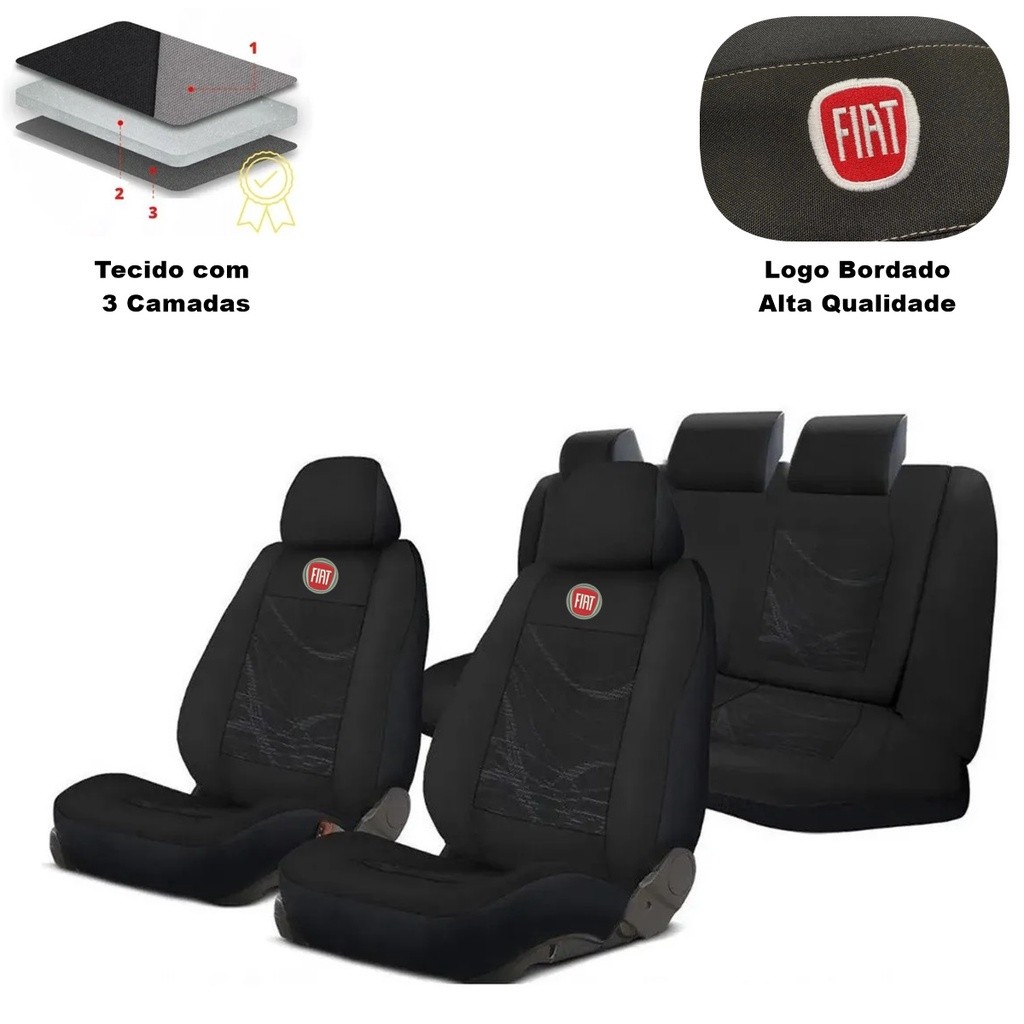 Capa de Banco Tecido Grosso Automotivo Carro Fiat Palio Uno Siena Argo Cronos Punto Idea Strada