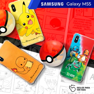 Capa Capinha - Samsung Galaxy M55 - Pokemon e Pikachu Personalizada com Nome