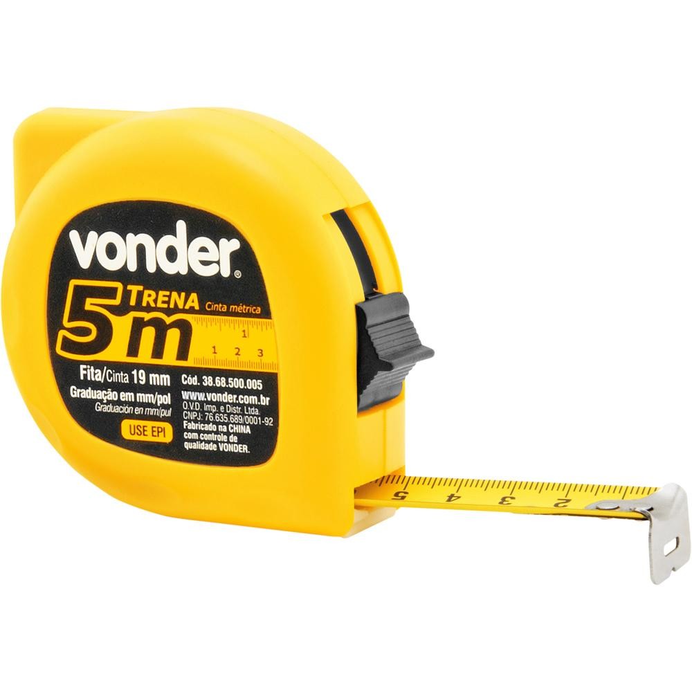 Trena Curta de Aço 5 M x 19 mm Caixa com 12 Vonder | Shopee Brasil