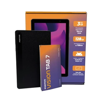 Tablet Positivo Vision TAB 7 3GB 128GB tela 7” Octa Core 3100mAh Wi-fi Android 14 Go - Preto