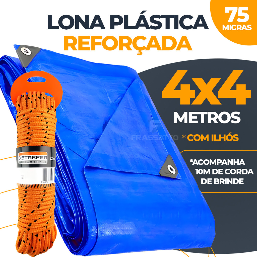 Starfer Lona 2x2 3x2 3x3 4x3 4x4 5x3 5x4 5x5 6x3 6x4 6x5 metros Construção Mudança + Corda 10 metros