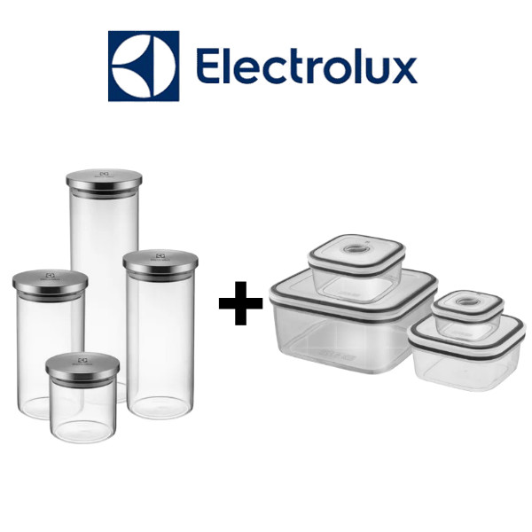 Kit Electrolux Potes Herm Ticos De Vidro Com Tampa Inox Potes Quadrados De Pl Stico Unid