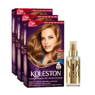 KIT TRIO Koleston Colr Marrom Dourado 77 55g + Óleo