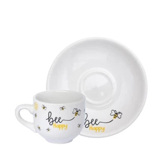 Jogo de Xícaras de Café Com Pires Porcelana 90 ml 6 Peças
