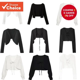 Protetor Solar Casual Feminino Manga Comprida Estilo Coreano Moda Cor Sólida Crop em Promoção na Shopee Protetor Solar Casual Feminino Manga Comprida Estilo Coreano Moda Cor Sólida Crop