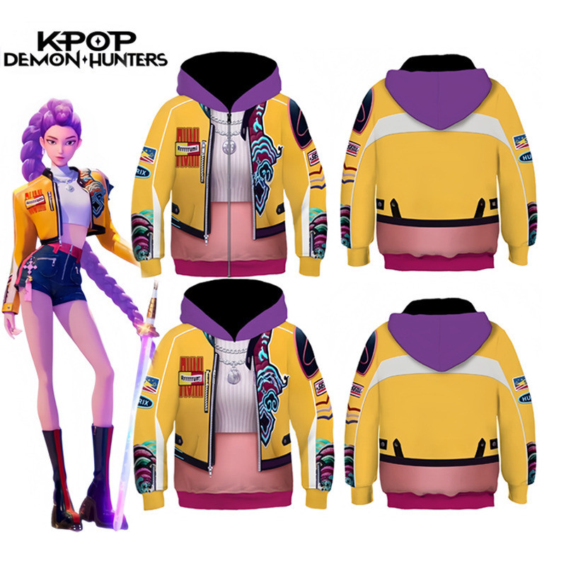Crianças Rumi Jaqueta Demônio Caçador De KPop Cosplay Traje Criança Meninas Hoodies Disfarce Roleplay Fantasia Roupas Ha