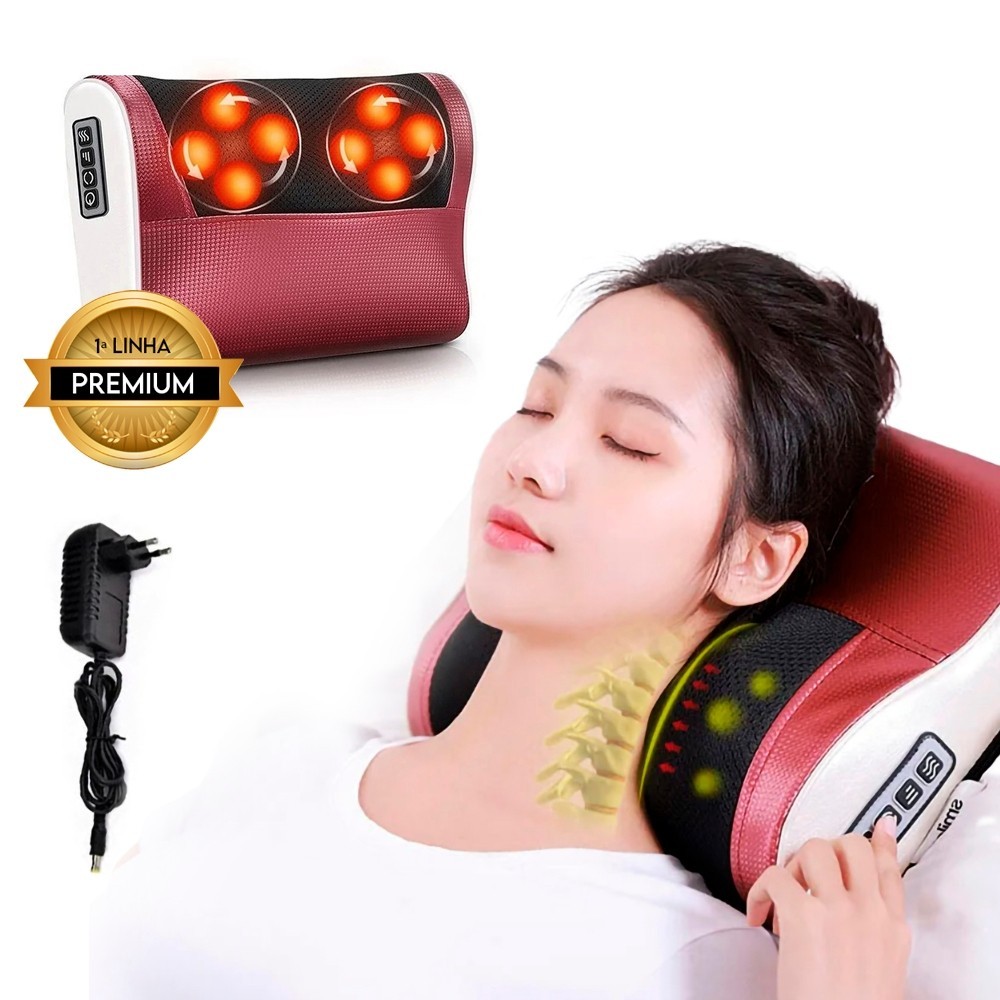 Almofada Encosto Massageador de Pescoço Lombar Pescoço Infravermelho ...