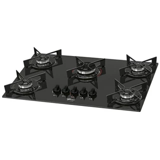 Fogão Cooktop Fischer Bivolt 5Q Fit Line Gás Mesa Vidro