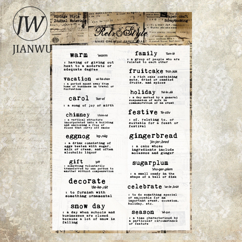 JIANWU Vintage Inglês Material De Rótulo De Texto Colagem