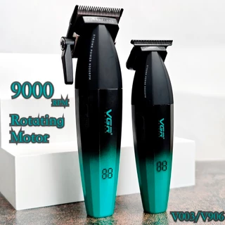 Conjunto VGR 2PC Barbeiro Profissional 9000RPM 5V Motor Empurrador Elétrico De Cabelo Cabeça De Óleo Gradiente 2500mAh Aparador De Bateria V003/906
