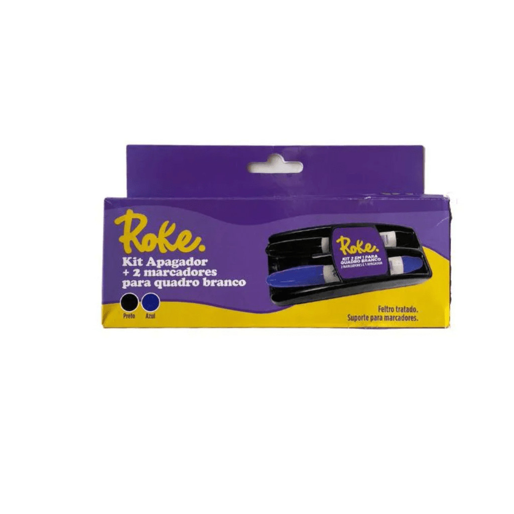 Kit p/ Quadro Branco Apagador + 2 Marcadores Roke | Shopee Brasil