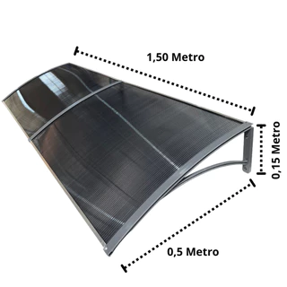 Toldo Policarbonato 1,50x0,50m P/ Portas E Janelas Completo