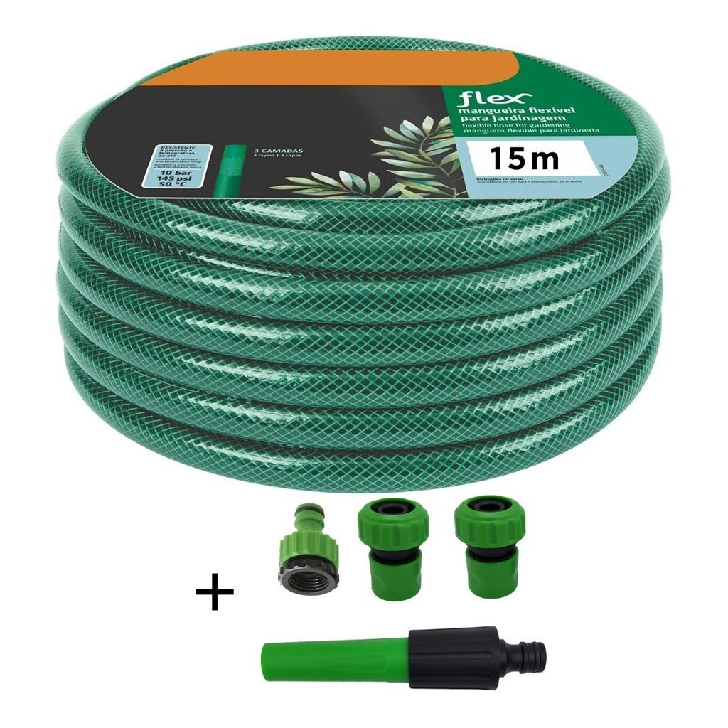 Mangueira Jardim 15 Metros Com Kit Esguicho 290101