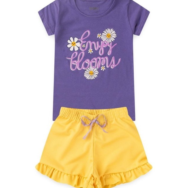 Conjunto Infantil Menina - Enjoy Blooms - Roxo e Lilás