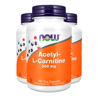 Kit 3x Acetil L-Carnitina 500mg Now Foods 100 VegCaps /Made in Usa