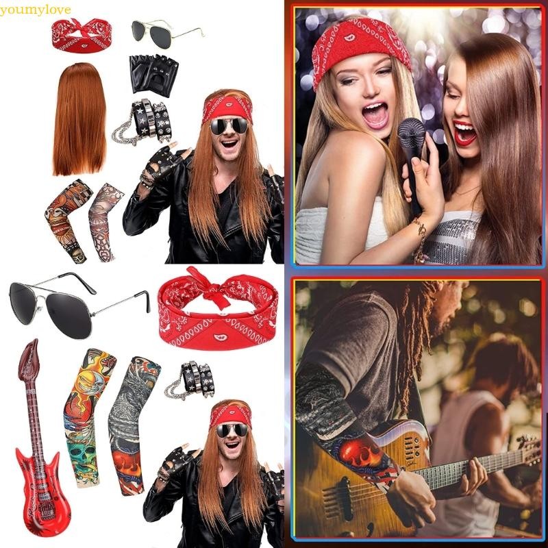 Punk Gothic Rocker Costume Set,Rock Heavy Metal Accessories Sunglasses ...