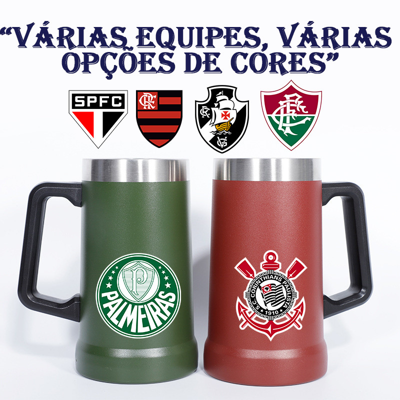 Caneca Térmica times Chopp Cerveja Camada Dupla Em Inox Copo 710ml