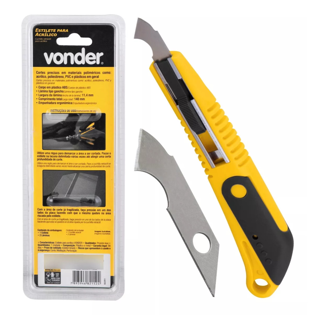 Estilete Riscador De Acrilico Corte Profissional 2 Laminas