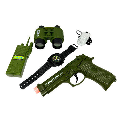 Kit Policial Completo Arma E Acessórios Brinquedo Militar arminha