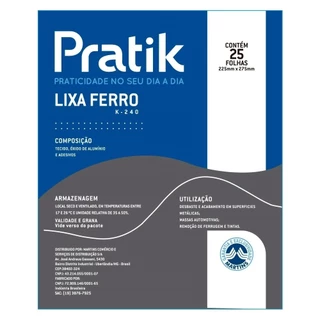 Lixa Ferro Pratik G40 225x275mm - Embalagem com 25 Unidades em Oferta na Shopee