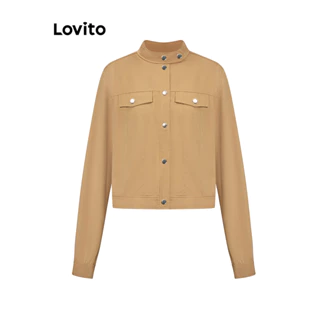 Lovito Casaco casual simples com botões na frente para mulheres L100MD508