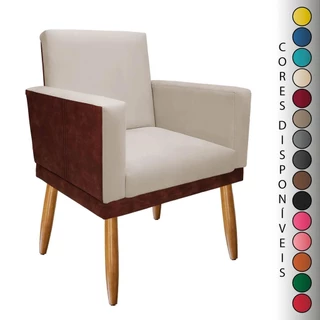 Poltrona para Sala Decorativa Lis Corino Peroba e Suede Aninha Decor em Oferta na Shopee