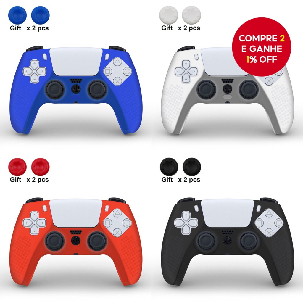 Capa Protetora De Silicone Para Controle , De Borracha joysticks Finos PS5 , Acessórios Tampas De Polegar