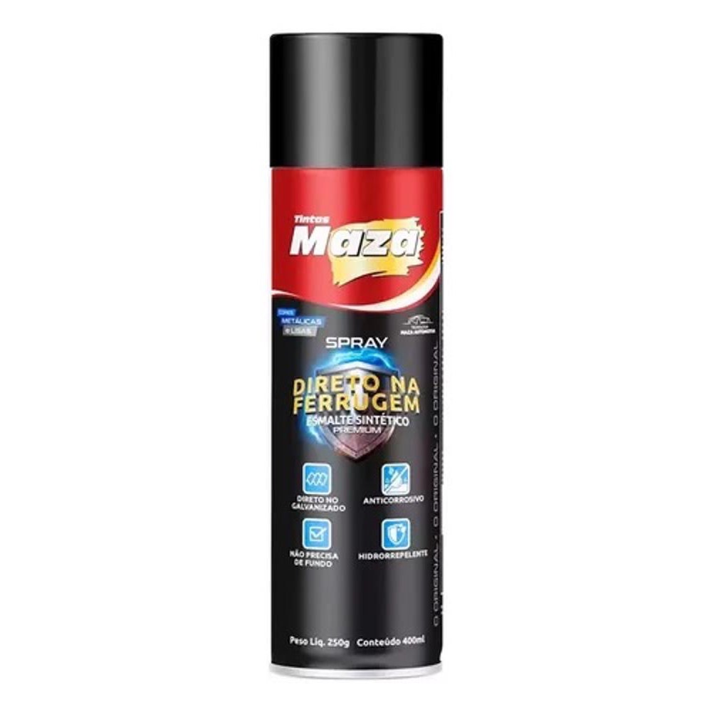 SPRAY DIRETO NA FERRUGEM PRETO BRILHANTE MAZA 400ML 