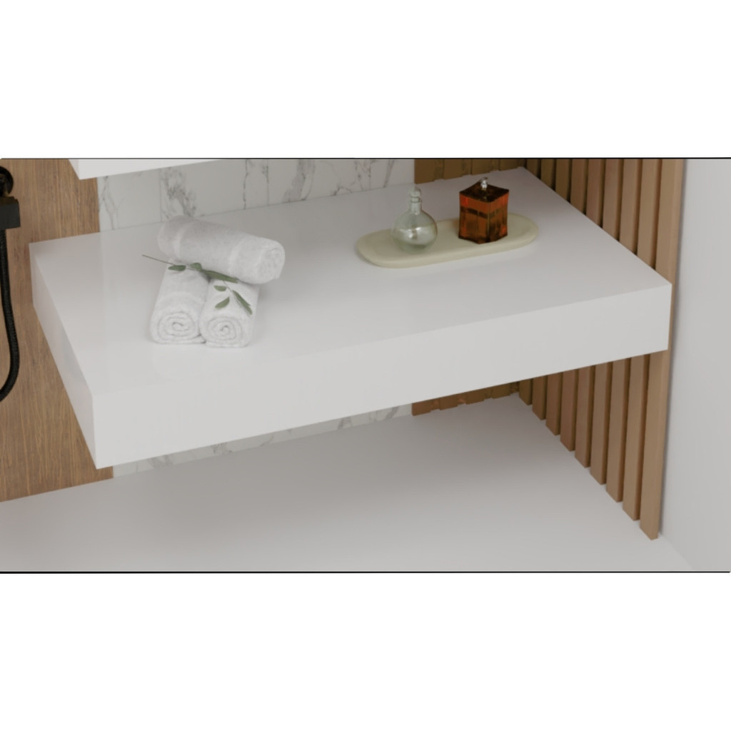 Prateleira de Porcelanato para Banheiro Branca 80x40