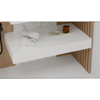 Prateleira de Porcelanato para Banheiro Branca 80x40