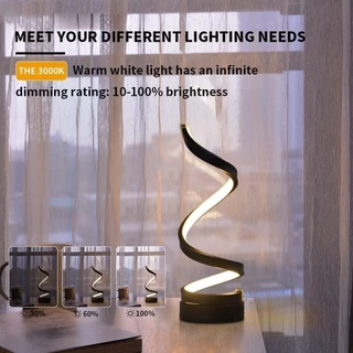 Luminária de mesa em espiral, para quarto, escritório, criado-mudo, estante de livros, decoração de casa