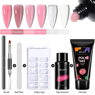 XEIJAYI 7Pcs Gel De Unhas Conjunto Completo Para Extensão Polimento Steal Push Kit De Limpeza De Água E Molde Ferramentas De Manicure Iniciantes Em Acrílico