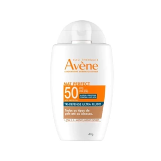 Avène Mat Perfect Tri-Defense Ultra Fluido Protetor Solar Facial sem Cor FPS 50 40g em Oferta na Shopee