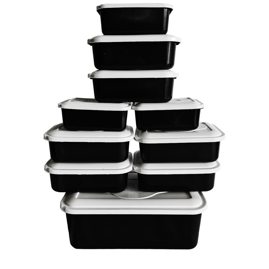 Kit 10 Potes retangular Herméticos para Cozinha 10 Marmita