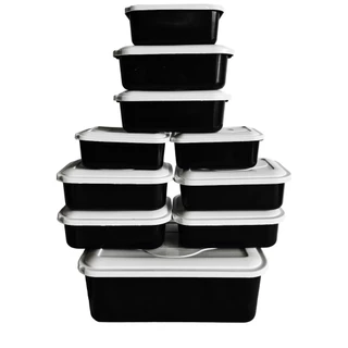 Kit 10 Potes retangular Herméticos para Cozinha 10 Marmita