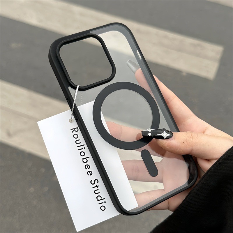Capinha Capa Premium TPU MagSafe Borda de Silicone Proteção de Câmera Carregamento por Indução iPhone 11 12 13 14 15 Pro Max Plus ProMax Mais Resistente De Alta Qualidade GJ20