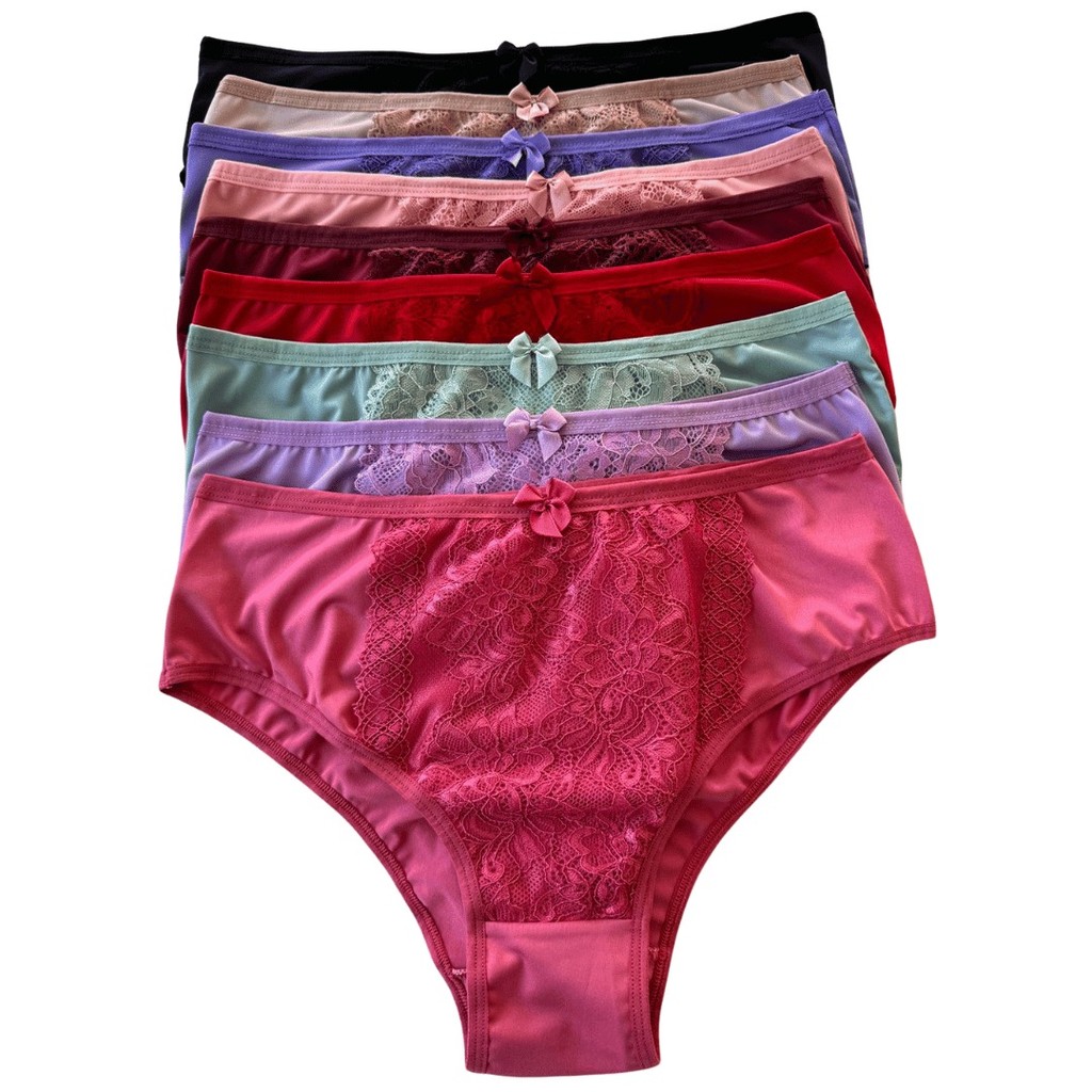 Kit 5 Calcinhas Plus Size Conforto Renda Premium Lateral Larga Forro ...