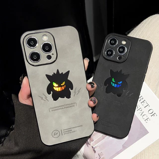 Caixa De Telefone A Laser Retrô Para iPhone 16 15 14 13 12 11 X XS XR Ilustração Do Gengar De Iluminação Cartoon
