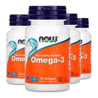 Kit 4x Ômega-3 Molecularmente Destilados Now Foods 30Softgels/Made in Usa