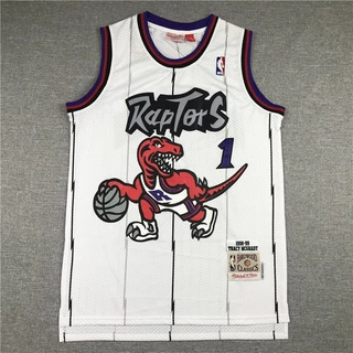 Camisa NBA Toronto Raptors No . 1 Mcgrady Jersey Colete Esportivo Etiqueta Retrô Branca