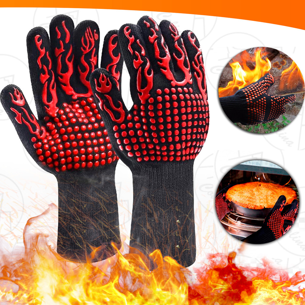 Kit Par De Luva Térmica Churrasco Super Resistente Altas Temperaturas