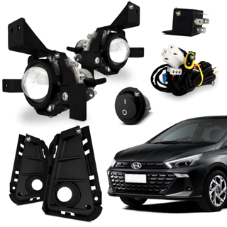 Kit Farol Auxiliar Milha HB20 2023 2024 Moldura Preta Botao Tic Tac