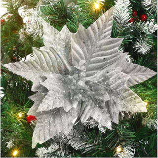 Enfeite De Natal Flores Com Pontas Brilhantes NTA86742 -25cm