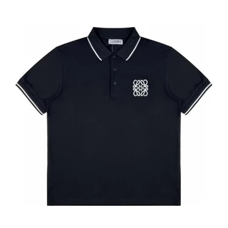 LOEWE 2024 Nova Marca Moda Verão Lapela Carta Bordado POLO Moda Casual Manga Curta Polio Decote BKFU KBDD